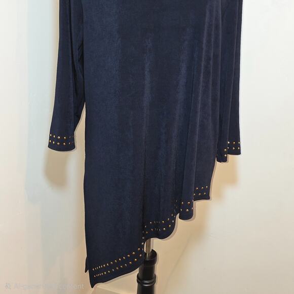 Chico's Travelers Black 3/4 Sleeve Slinky Knit Tunic Top Size 3 XL - Picture 2 of 6